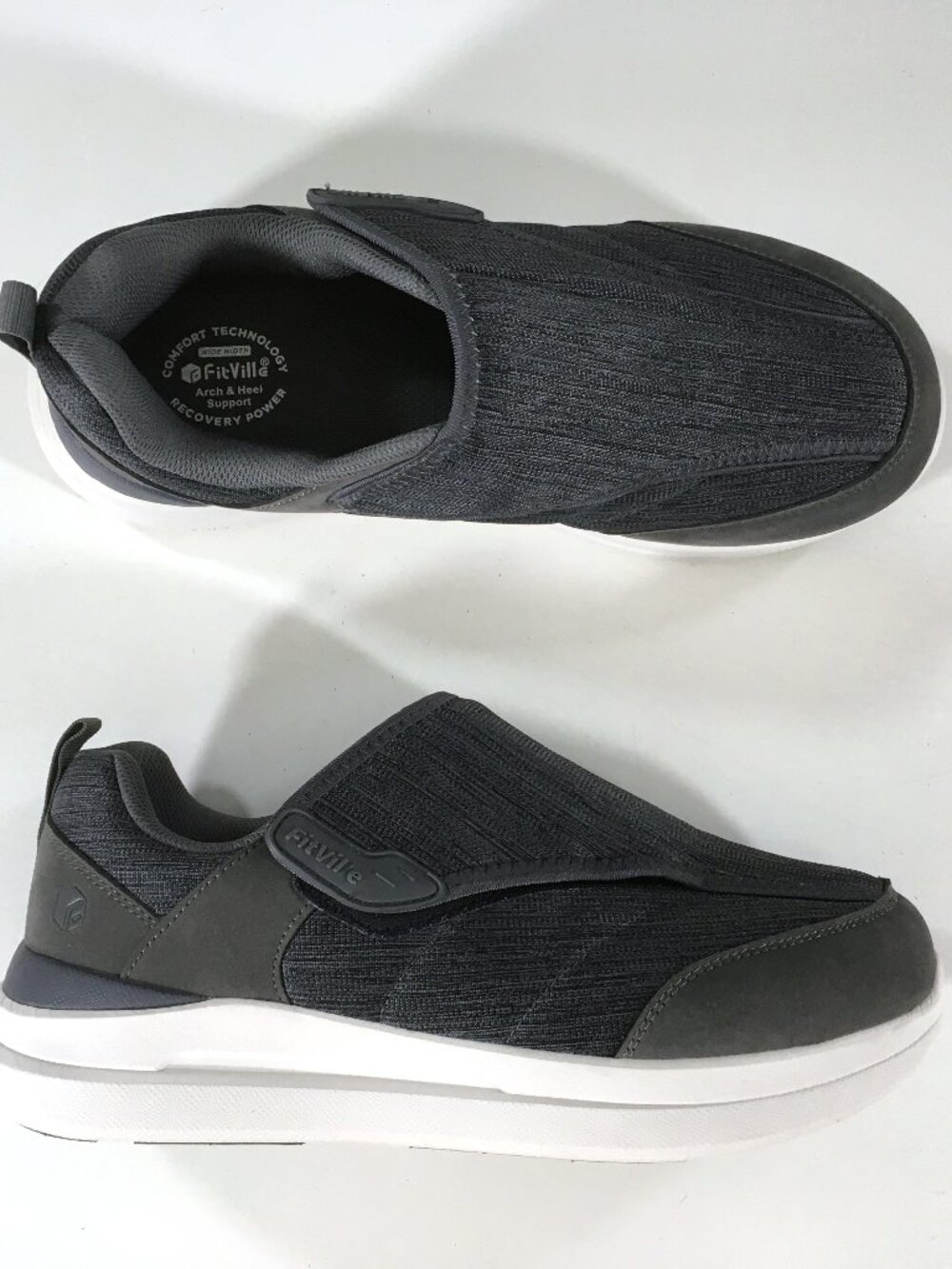 Fitville Shoes Mens Size 10 EW Extra Wide Gray Strap Diabetic